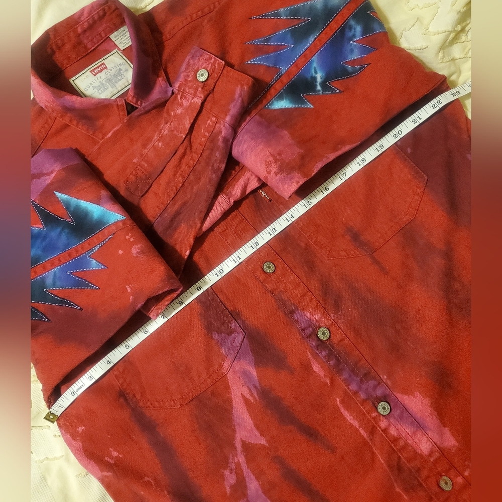 Vintage Levis Tie-dye Shirt + Liquid Blue Grateful Dead Patch New Year 1990 1995 - Picture 12 of 14